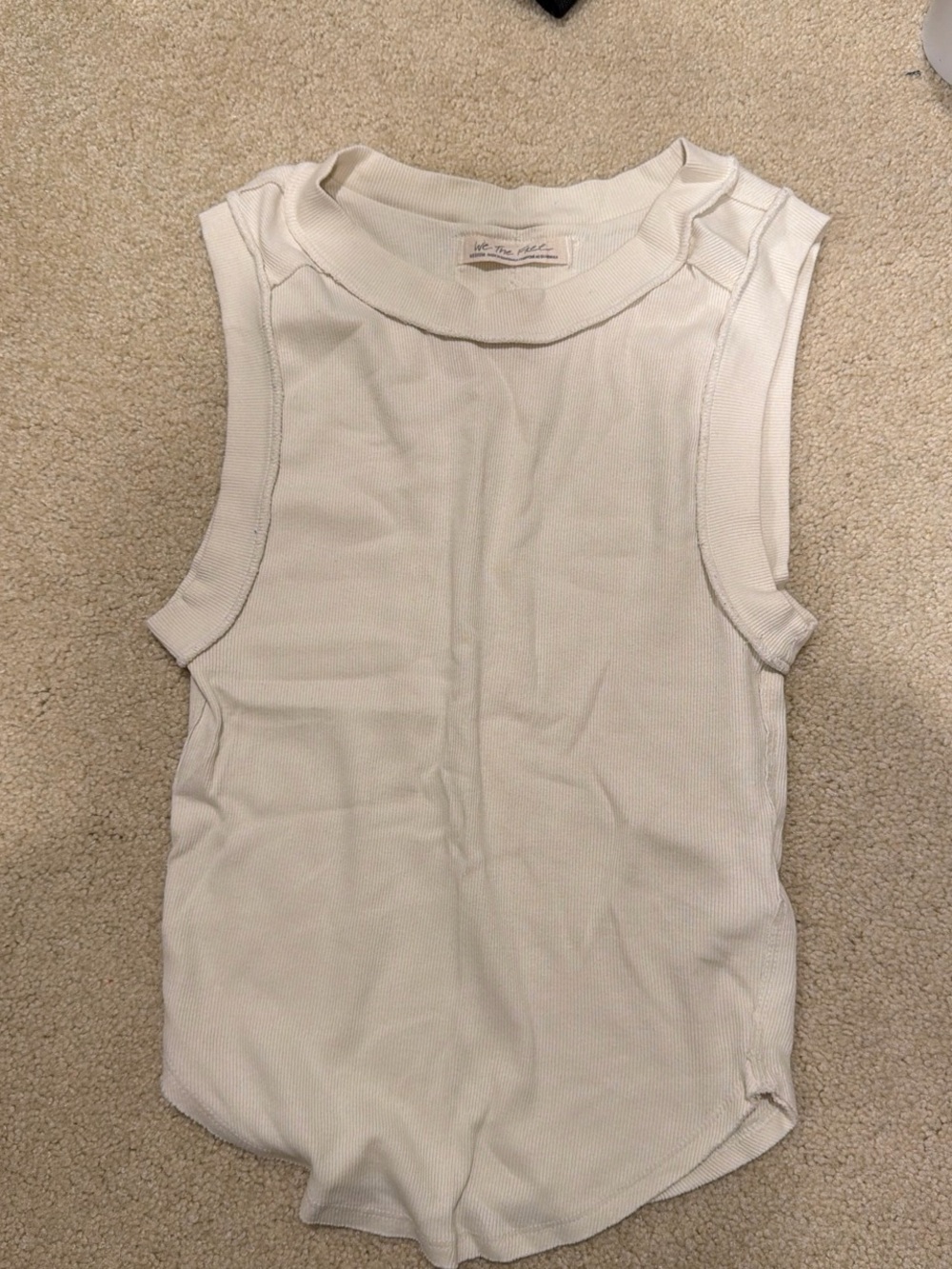 Free People Cream Ribbed Tank Top